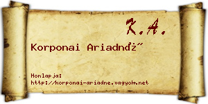 Korponai Ariadné névjegykártya